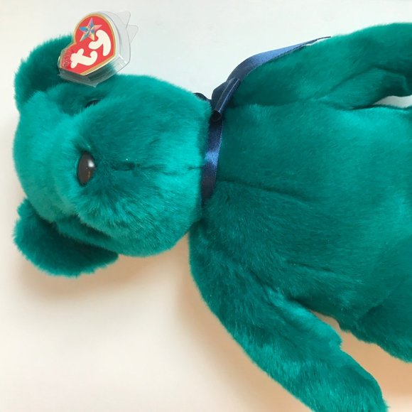 TY Beanie Buddy TEDDY TEAL Color Bear 2000 - Picture 7 of 8